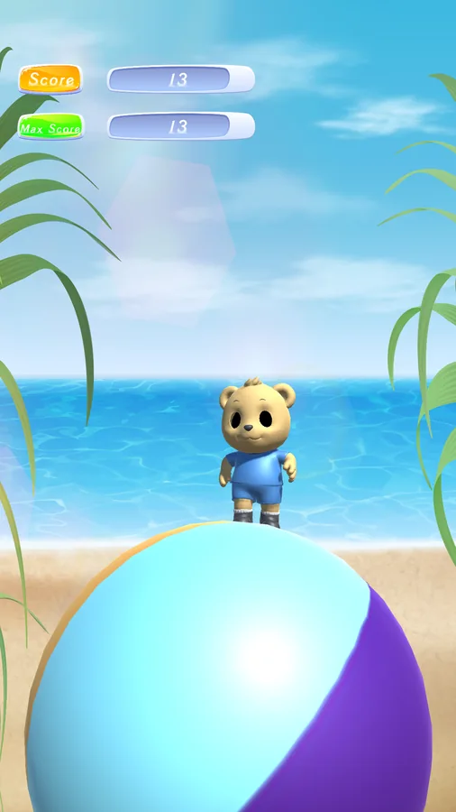 Balancing the panda as the beach ball turns.