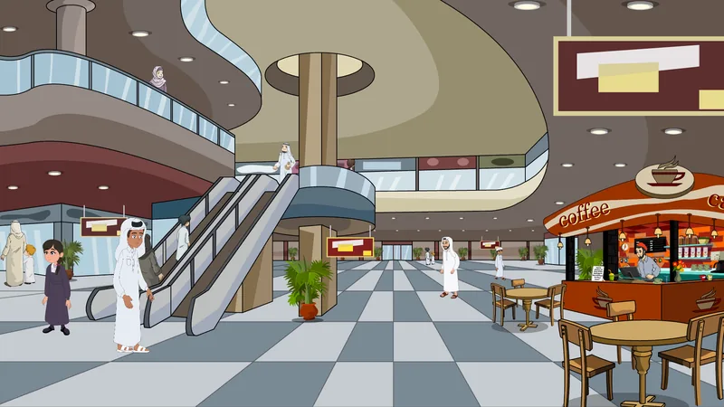 The mall setting for Social Duty.