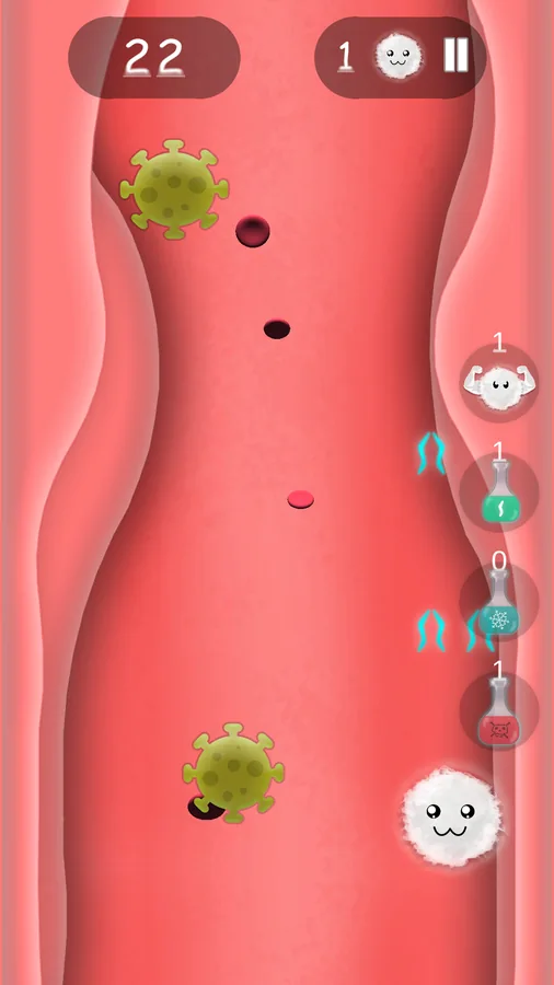 Dodging germs in the scrolling bloodstream.