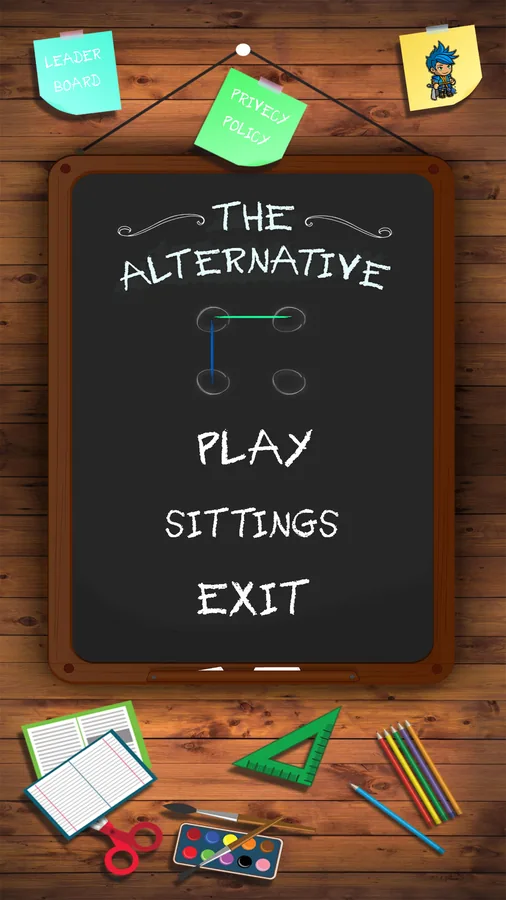 The stationery-inspired title screen.