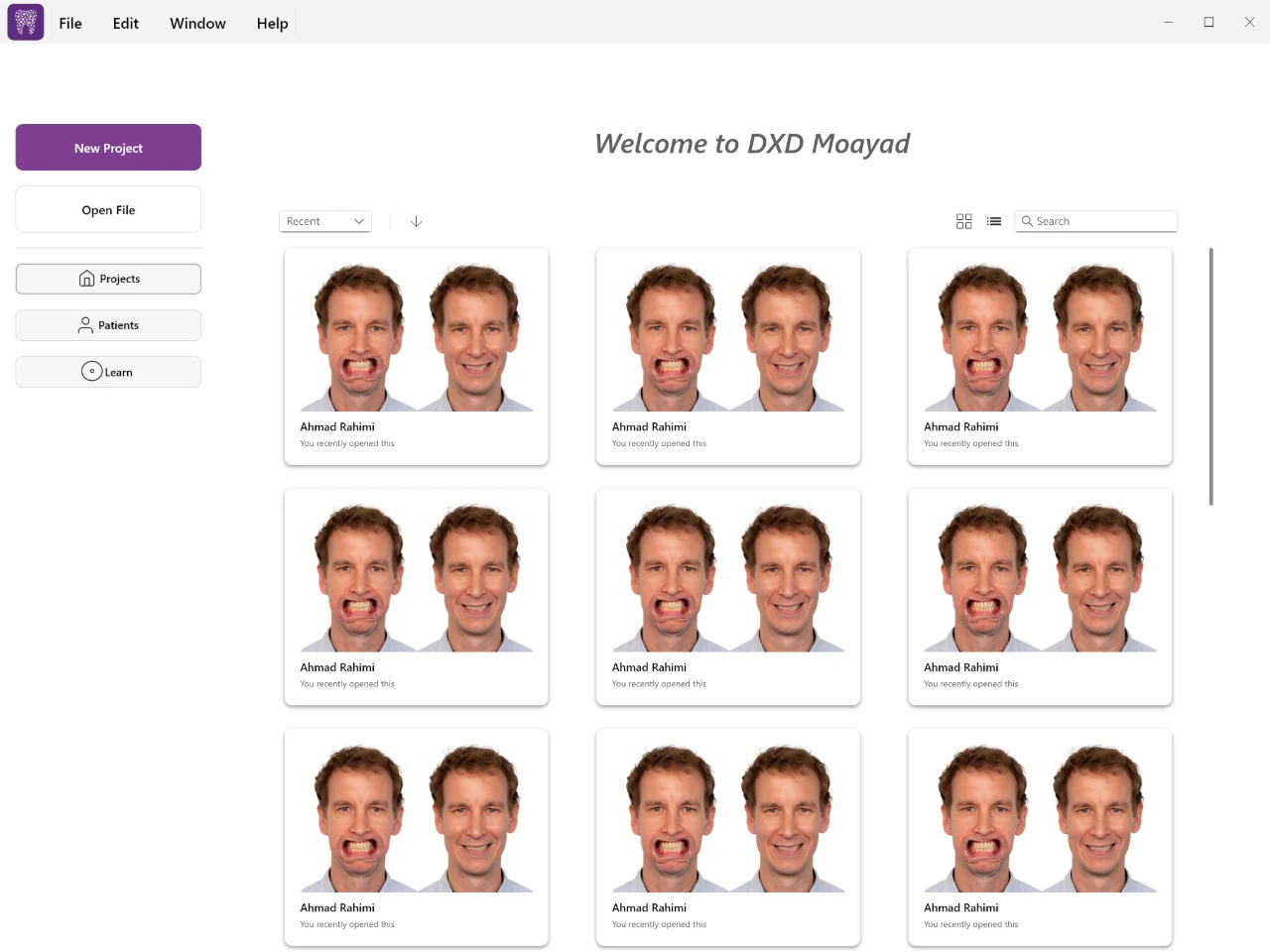 The application home in the DXD+ desktop application
